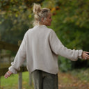 Gilet col rond Armance — mohair beige - Quintessence