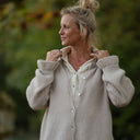 Gilet col rond Armance — mohair beige - Quintessence