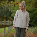 Gilet col rond Armance — mohair beige - Quintessence