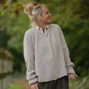 Gilet col rond Armance — mohair beige - Quintessence