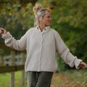 Gilet col rond Armance — mohair beige - Quintessence