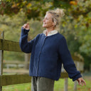 Gilet col rond Armance — mohair bleu lumineux - Quintessence