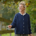 Gilet col rond Armance — mohair bleu lumineux - Quintessence