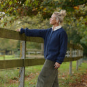 Gilet col rond Armance — mohair bleu lumineux - Quintessence