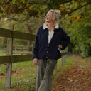 Gilet col rond Armance — mohair bleu marine - Quintessence