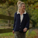 Gilet col rond Armance — mohair bleu marine - Quintessence