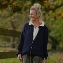 Gilet col rond Armance — mohair bleu marine - Quintessence
