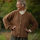 Gilet col rond Armance — mohair camel - Quintessence