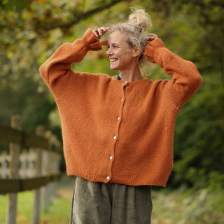 Gilet col rond Armance — mohair cannelle