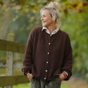 Gilet col rond Armance — mohair chocolat - Quintessence