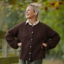 Gilet col rond Armance — mohair chocolat - Quintessence
