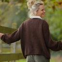 Gilet col rond Armance — mohair chocolat - Quintessence