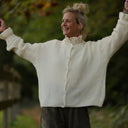 Gilet col rond Armance — mohair ivoire - Quintessence