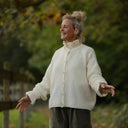 Gilet col rond Armance — mohair ivoire - Quintessence