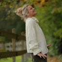 Gilet col rond Armance — mohair ivoire - Quintessence