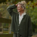 Gilet col rond Armance — mohair kaki - Quintessence