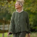 Gilet col rond Armance — mohair kaki - Quintessence