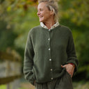 Gilet col rond Armance — mohair kaki - Quintessence