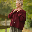 Gilet col rond Armance — mohair lie de vin - Quintessence