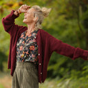 Gilet col rond Armance — mohair lie de vin - Quintessence