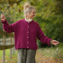 Gilet col rond Armance — mohair lilas - Quintessence