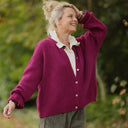 Gilet col rond Armance — mohair lilas - Quintessence