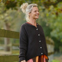Gilet col rond Armance — mohair noir - Quintessence