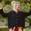 Gilet col rond Armance — mohair noir - Quintessence
