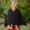 Gilet col rond Armance — mohair noir - Quintessence