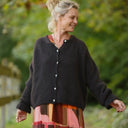 Gilet col rond Armance — mohair noir - Quintessence