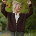 Gilet col rond Armance — mohair noisette - Quintessence