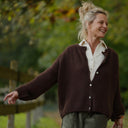 Gilet col rond Armance — mohair noisette - Quintessence