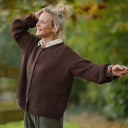 Gilet col rond Armance — mohair noisette - Quintessence