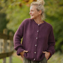 Gilet col rond Armance — mohair prune - Quintessence