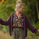 Gilet col rond Armance — mohair prune - Quintessence