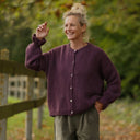 Gilet col rond Armance — mohair prune - Quintessence