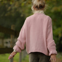 Gilet col rond Armance — mohair rose pâle - Quintessence