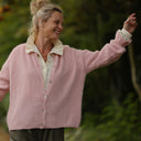 Gilet col rond Armance — mohair rose pâle - Quintessence
