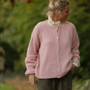 Gilet col rond Armance — mohair rose pâle - Quintessence
