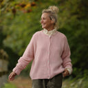 Gilet col rond Armance — mohair rose pâle - Quintessence
