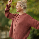 Gilet col rond Armance — mohair terracotta - Quintessence