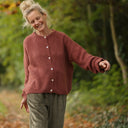 Gilet col rond Armance — mohair terracotta - Quintessence