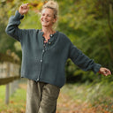 Gilet col rond Armance — mohair vert céladon - Quintessence