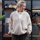 Gilet col V Hermine — mohair beige - Quintessence