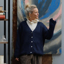 Gilet col V Hermine — mohair bleu marine - Quintessence