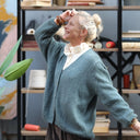 Gilet col V Hermine — mohair céladon - Quintessence