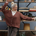 Gilet col V Hermine — mohair châtaigne - Quintessence