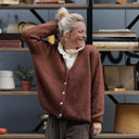 Gilet col V Hermine — mohair châtaigne - Quintessence
