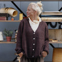 Gilet col V Hermine — mohair chocolat - Quintessence