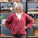 Gilet col V Hermine — mohair grenade chiné - Quintessence